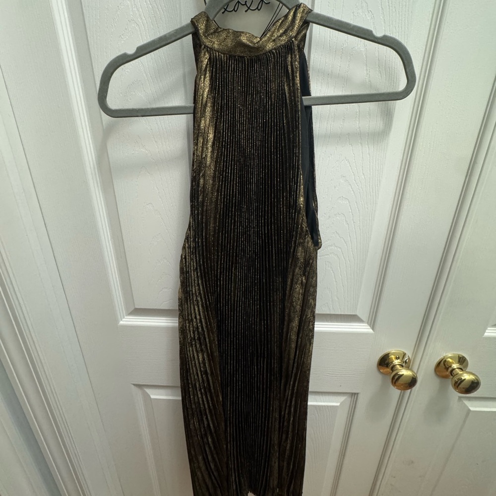 **New with Tags**Banana Republic Metallic Gold Tie-Back Dress